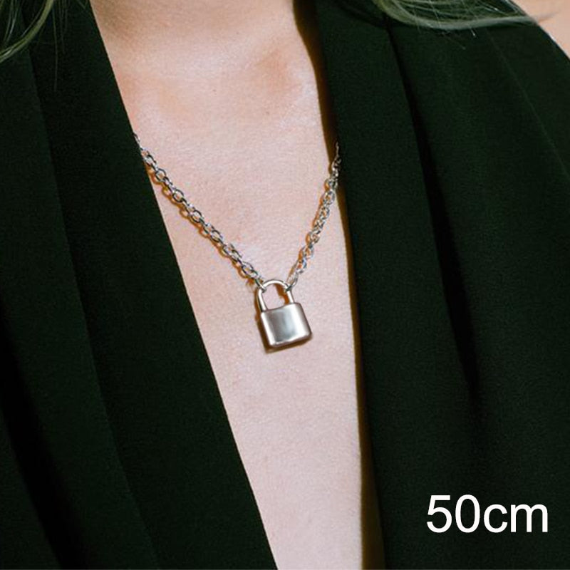 Gold Stainless Steel Mini Lock Necklace