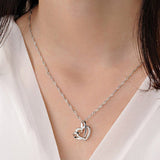 Stainless Steel Double Heart Cross Pendant