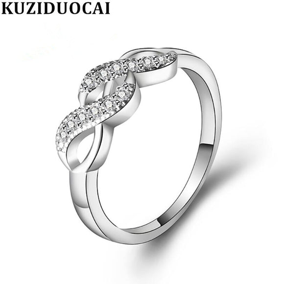 Kuziduocai Zirconia Stainless Steel Ring