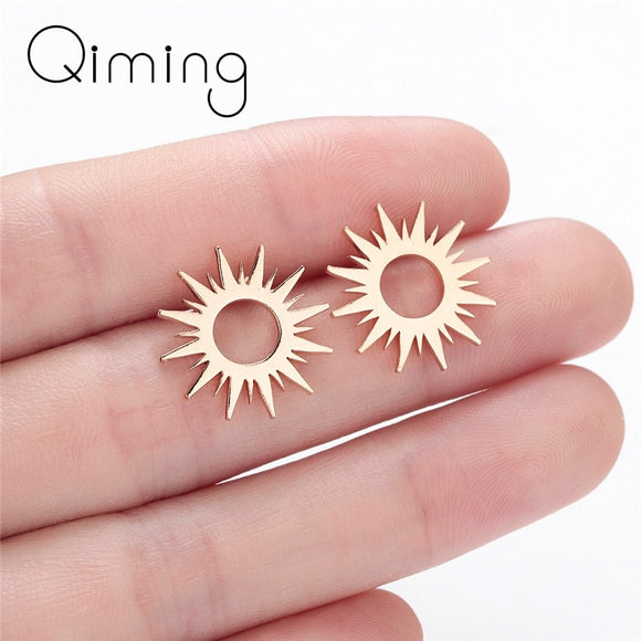 Stainless Steel Sun Stud Earring For Women Bohemia Jewelry Accessories Vintage Gold Silver Vintage Earrings Cute Gift