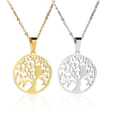 Stainless Steel Pendant Necklace Personality Tree of Life Owl Fashion Jewelry Bijoux Female Decoration Friendship Gift