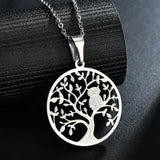 Stainless Steel Pendant Necklace Personality Tree of Life Owl Fashion Jewelry Bijoux Female Decoration Friendship Gift