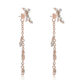 1 Pair Fashion Women Wedding Crystal  Long Tassel Leaves Pendant Earrings Zircon Dangle Jewelry