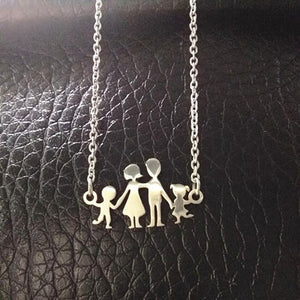 Stainless Steel Mom-Dad & Kids Necklace