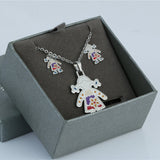 Girl stainless steel earrings and necklace pendant