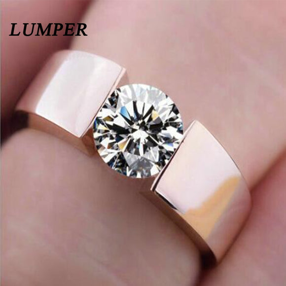 LUNPER High Quality Titanium Stainless Steel RingsFor Lovers Simple Design ring,Rose Gold Color,Silvery Color Smart US Size 6-13