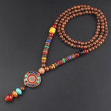 2019 New Round Plate Nepal Flower Pendant Ethnic Necklace Egypt Elephant Necklace Coconut Beads Necklace Sweater Necklaces