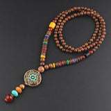 2019 New Round Plate Nepal Flower Pendant Ethnic Necklace Egypt Elephant Necklace Coconut Beads Necklace Sweater Necklaces