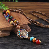 2019 New Round Plate Nepal Flower Pendant Ethnic Necklace Egypt Elephant Necklace Coconut Beads Necklace Sweater Necklaces