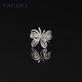 CACANA  Butterfly Stainless Steel Ring For Women