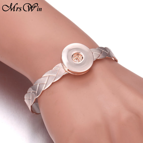 Rose Gold Stainless Steel Snap Button Bracelet