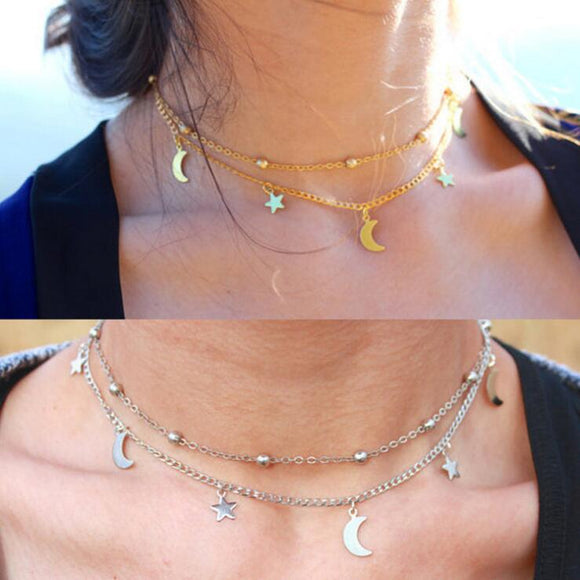 Star Moon Necklace Set