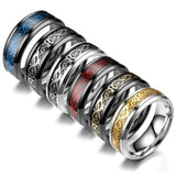 Red Blue Black Dragon Stainless Steel Rings for Men