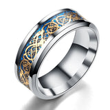 Red Blue Black Dragon Stainless Steel Rings for Men