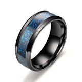 Red Blue Black Dragon Stainless Steel Rings for Men