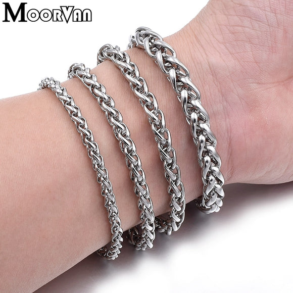 Stainless Steel Wheat Link Chain Bracelets