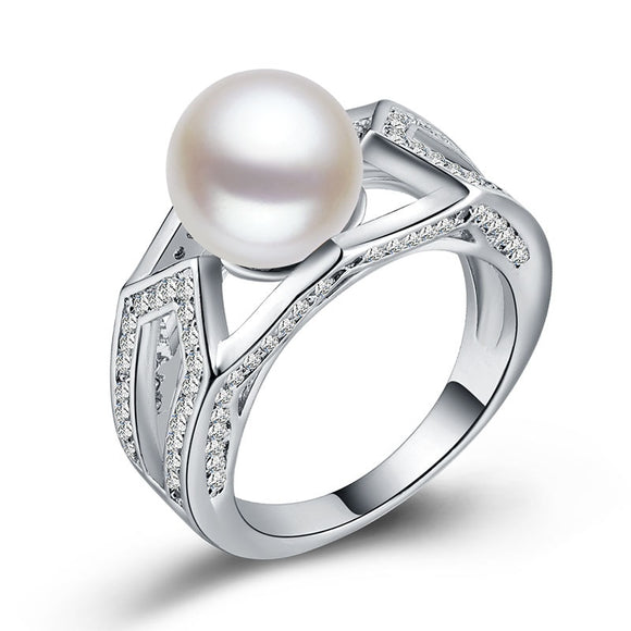 925 silver jewelry stainless steel pearl ring Zirconium rings Treasure luxury Indian jewelry Retro gift for woman opal B946