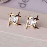 2018 Earing Brincos Oorbellen Elegant And Charming Full Crystals Square Stud Earrings For Women Statement Piercing Jewelry E297