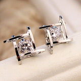 2018 Earing Brincos Oorbellen Elegant And Charming Full Crystals Square Stud Earrings For Women Statement Piercing Jewelry E297